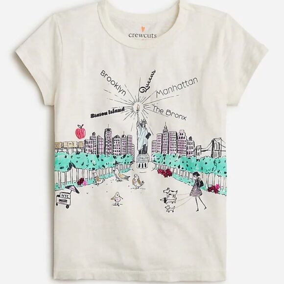 J.Crew Girl’s retro NYC graphic T-shirt with glitter - Picture 1 of 5